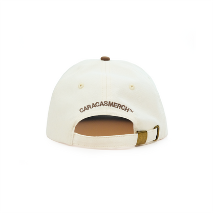 Back view of Velocista Club cream and brown embroidered cap by Caracas Merch