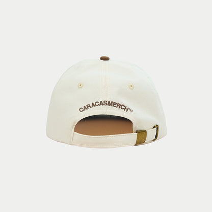 Back view of Velocista Club cream and brown embroidered cap by Caracas Merch