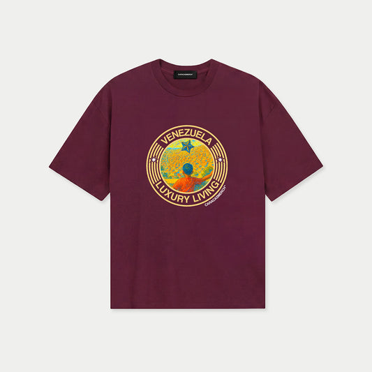 Burgundy Venezuela Luxury Living graphic t-shirt by Caracas Merch